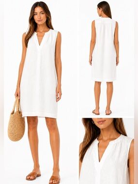 Splendid White Linen Shift Dress Sleeveless Minimal Summer XL
